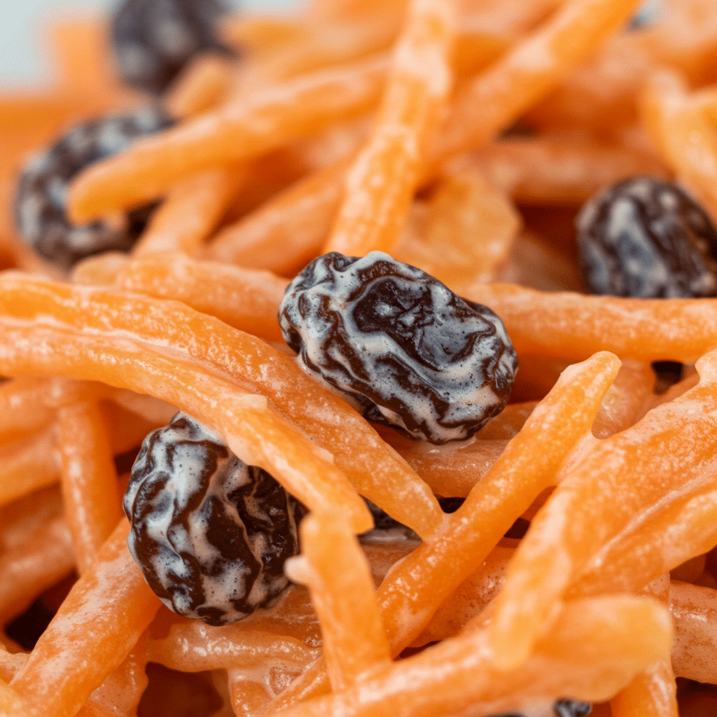 Serving carrot raisin pineapple salad side dish